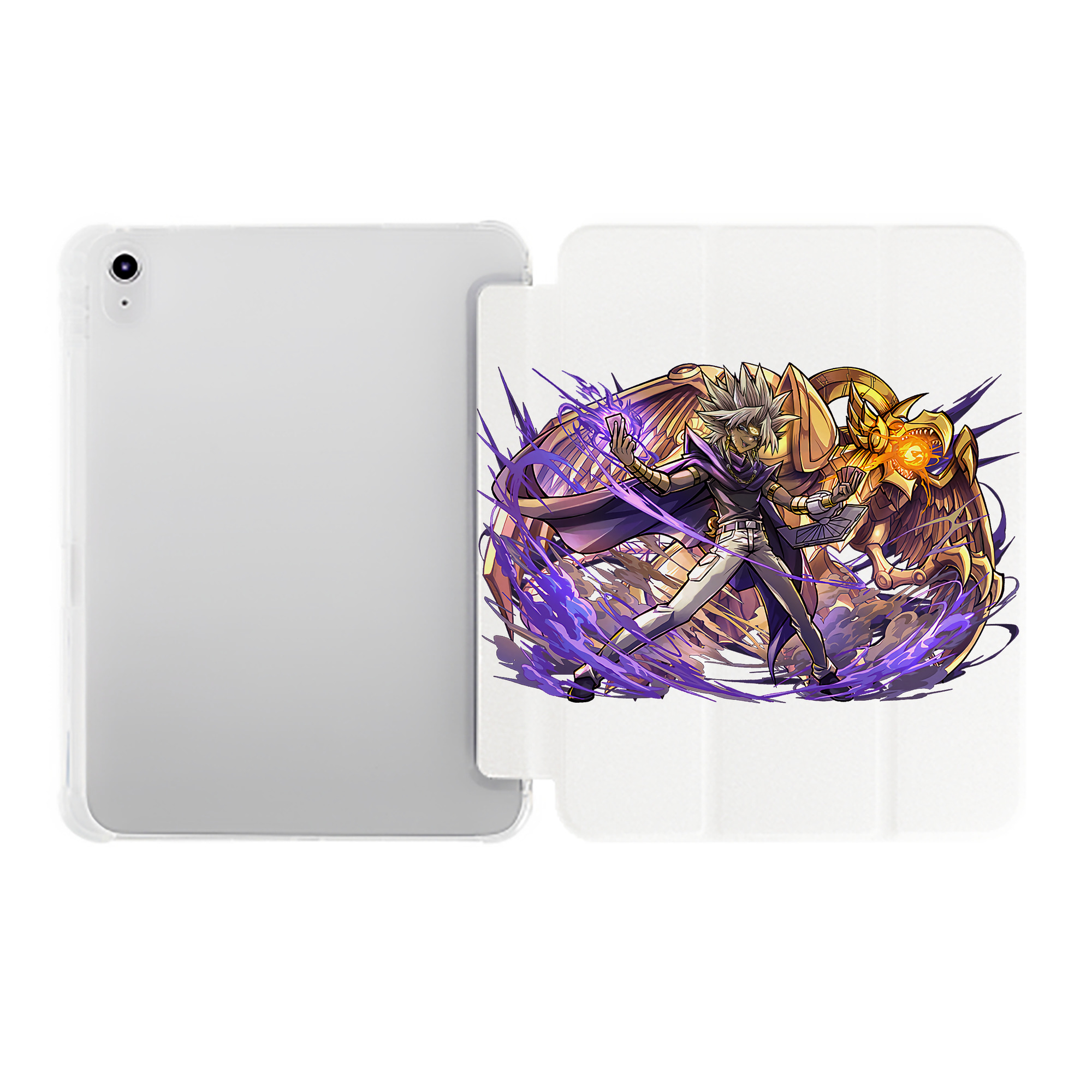（画像用） 遊☆戯☆王 Yu-Gi-Oh! IPad ケース ペン収納付き 三つ折りスタンド PUレザー×シリコン 対応機種9.5/10.5/10.9インチ